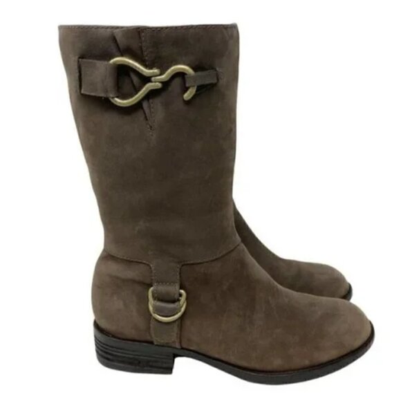 Cole Haan Tantivy Brown Distressed Leather Mid-Calf Engineer boots - Size 8 - Picture 3 of 10